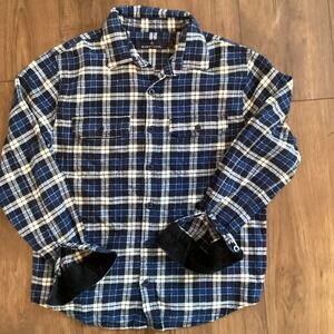 Rainforest Men's Heavyweight Size Large Flannel Blue White Plaid